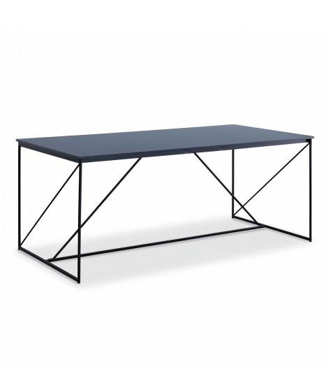 WALTER Table a manger 8 personnes - Style industriel - Structure en métal laqué époxy - L 180 x l 90 cm