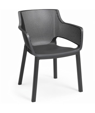 Lots de 6 Fauteuils monoblocs - empilables en résine de synthese  - forme cabriolet - finition 3D (Mesh) -co - ALLIBERT BY KE…