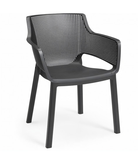 Lots de 6 Fauteuils monoblocs - empilables en résine de synthese  - forme cabriolet - finition 3D (Mesh) -co - ALLIBERT BY KE…