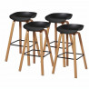 Lot de 4 tabourets - Noir - Pieds métal peinture bois - L 42 x P 38 x H 75 cm - ARIANA