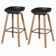 Lot de 2 tabourets - Noir - Pieds métal peinture bois - L 42 x P 38 x H 75 cm - ARIANA