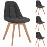 Lot de 4 chaises - Tissu gris - Pied bois hetre massif naturel - L 44 x P 50 x H 84 cm - ANYA