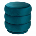 Pouf Duck Sinan en velours - Bleu canard - D 40 x H 40 cm