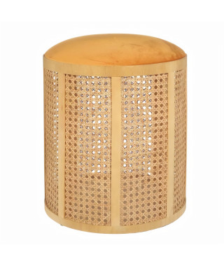 Tabouret Arty en cannage - Ocre - D 35 x H 40 cm