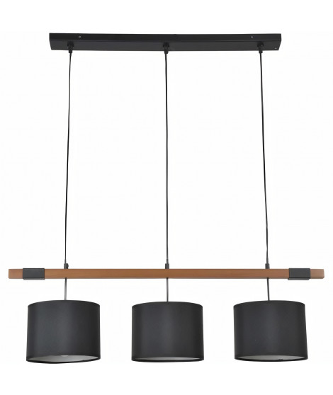 Suspension barre - Bois et métal peint - Ø 20 cm - Chene et noir