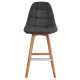 Lot de 2 tabourets de bar - Tissu gris - Pied bois hetre massif naturel - L 47 x P 56 x H 105 cm - ANYA