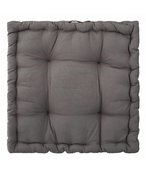 Coussin de sol en coton - 40 x 40 x 8 cm - Gris