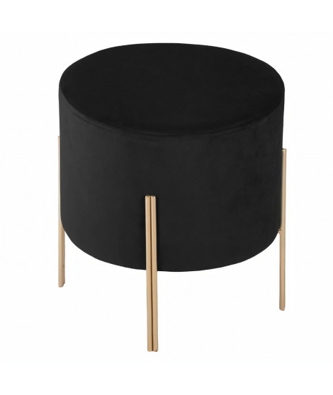 Pouf Design en velours Living - Noir - D 34 x H 40 cm