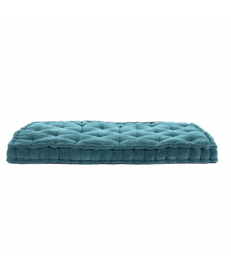 COTTON WOOD Coussin de palette - 60 x 120 x 10 cm - Velours Bleu canard