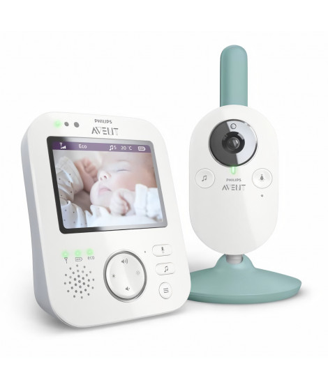 PHILIPS SCD841/26 Ecoute-bébé video - Ecran HD 3,5 pouces  - Connexion privée et sécurisée - Portée jusqu'a 300m -  10h d'aut…