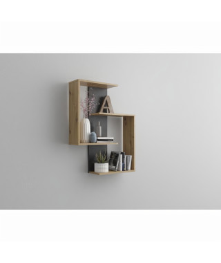 FMD Etagere murale Kretos avec 4 compartiments - Artisan chene et matera - 65 x 85 x 20 cm