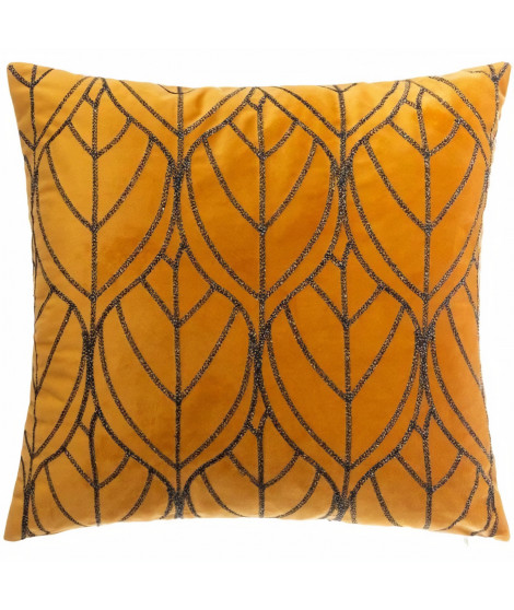 Coussin en velours Broderie Lur - 40 x 40 cm - Ocre