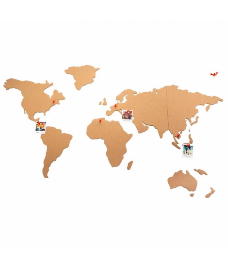 Carte du monde en liege - 102 x 50 cm - Beige
