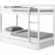 Lit superposé enfant avec tiroir lit - Bois Pin massif - Blanc - Sommiers inclus - 3 x 90 x 190 cm - FOSTER