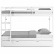 Lit superposé enfant avec tiroir lit - Bois Pin massif - Blanc - Sommiers inclus - 3 x 90 x 190 cm - FOSTER