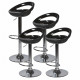 Lot de 4 tabourets de bar télescopique - Noir - Pieds métal chromé - L 46 x P 35 x H 60 cm - MONACO