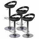 Lot de 4 tabourets de bar télescopique - Noir - Pieds métal chromé - L 46 x P 35 x H 60 cm - MONACO