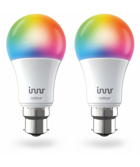 INNR Ampoule connectée  B22 - ZigBee 3.0  - Pack de 2 ampoules Multicolor + Blanc réglable - 1800K a 5600K Intensité réglable.