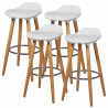 Lot de 4 tabourets de bar - Blanc - Pied metal peinture bois - L 39 x P 33 x H 70 cm - OSLO