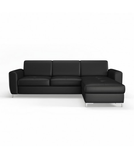 Canapé d'angle fixe réversible - Simili noir - L 265 x P 170 x H 83 cm - LEXX
