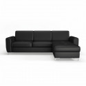 Canapé d'angle fixe réversible - Simili noir - L 265 x P 170 x H 83 cm - LEXX