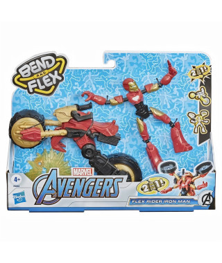 Marvel Avengers  Figurine Iron-Man Bend & Flex et véhicule - 15 cm