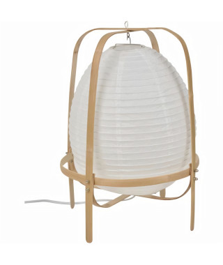 Lampe forme lanterne - Papier japonais et bambou - H 40 x Ø 30 cm - Blanc