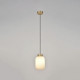 Suspension - Verre plissé opale et métal - H 23 x Ø 14 cm - Noir mat