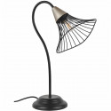 Lampe base ronde - Métal peint - H 37 x Ø 20 x P 26 cm - Noir et laiton