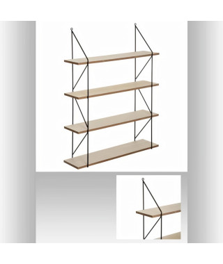 Etagere murale en métal et MDF Iris - 60 x 80 cm - Beige