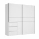 Armoire 2 portes coulissantes 3 tiroirs - Blanc - L 200,1 x P 61,2 x H 200,5 cm - WINN2