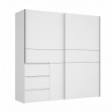 Armoire 2 portes coulissantes 3 tiroirs - Blanc - L 200,1 x P 61,2 x H 200,5 cm - WINN2