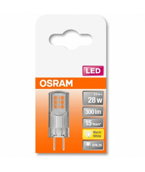 OSRAM Ampoule LED Capsule clair - 2,6W équivalent 30W GY6.35W - Blanc chaud
