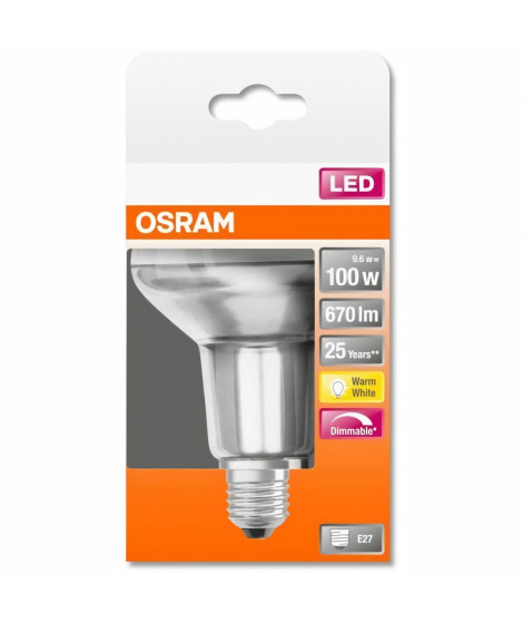 OSRAM Spot R80 LED verre clair variable - 9,6W équivalent 100WE27 - Blanc chaud