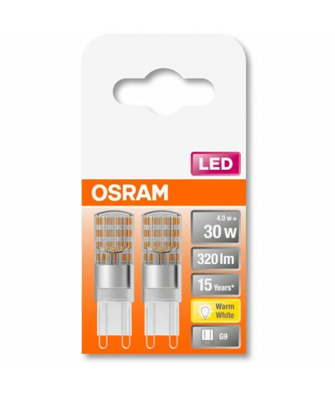 OSRAM Boite de 2 Ampoules LED Capsule clair - 2,6W équivalent 30W G9 - Blanc chaud