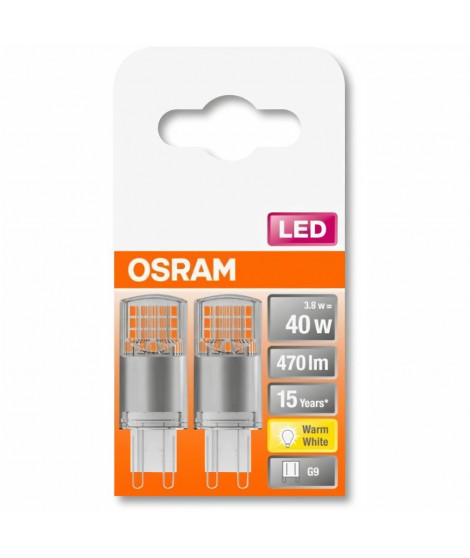OSRAM Boite de 2 Ampoules LED Capsule clair - 3,8W équivalent 40W G9 - Blanc chaud