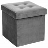 Pouf pliable Lysandre en velours - Gris - L 37,5 x P 37,5 x H 38,3 cm