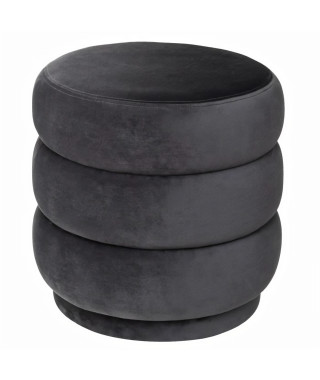 Pouf Sinan en velours - Gris - D 40 x H 40 cm