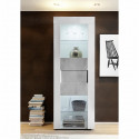 Vitrine 1 Porte Blanc Laqué brillant & façade Beton - L 60 cm - GENOVA