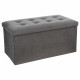 Pouf pliable double Lysandre en velours - Gris - L 75,7 x P 37,5 x H 38 cm