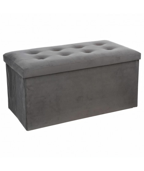 Pouf pliable double Lysandre en velours - Gris - L 75,7 x P 37,5 x H 38 cm