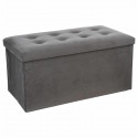 Pouf pliable double Lysandre en velours - Gris - L 75,7 x P 37,5 x H 38 cm