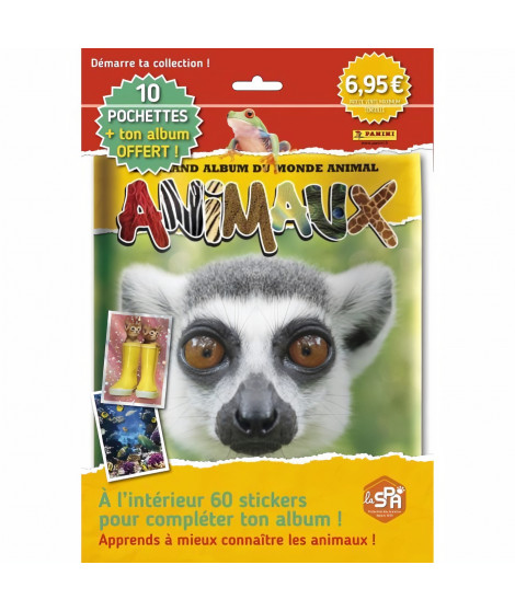 PANINI ANIMAUX Pack pour démarrer ta collection - 10 Pochettes + 1 album offert