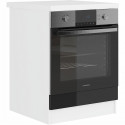 ULTRA Meuble four avec plan de travail L 60 cm - Noir brillant et décor stratifié blanc