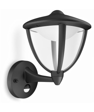 ROBIN-Applique d'extérieur Montante LED avec Détecteur H26cm Noir Philips