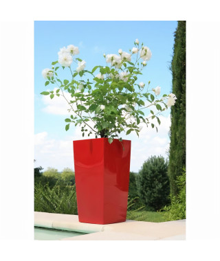 RIVIERA Pot de fleurs Nuance - Carré - 29 x 29 x H 52 cm - Rouge