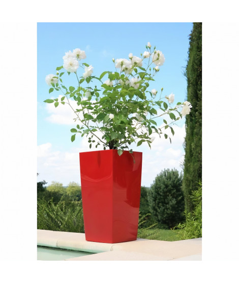 RIVIERA Pot de fleurs Nuance - Carré - 29 x 29 x H 52 cm - Rouge