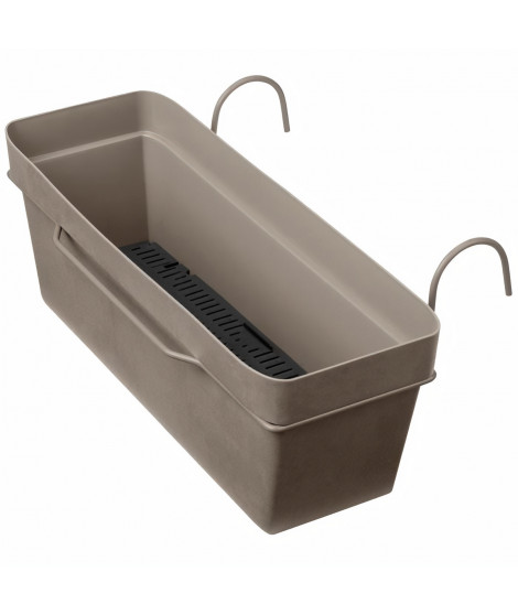 DEROMA KIT Jardiniere avec reserve d'eau Like Taupe - 49x28 cm