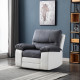 Fauteuil Relax manuel - Tissu gris et Simili blanc - L 109  x P 94/158 x H 83/99 cm - DUSTIN