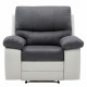 Fauteuil Relax manuel - Tissu gris et Simili blanc - L 109  x P 94/158 x H 83/99 cm - DUSTIN